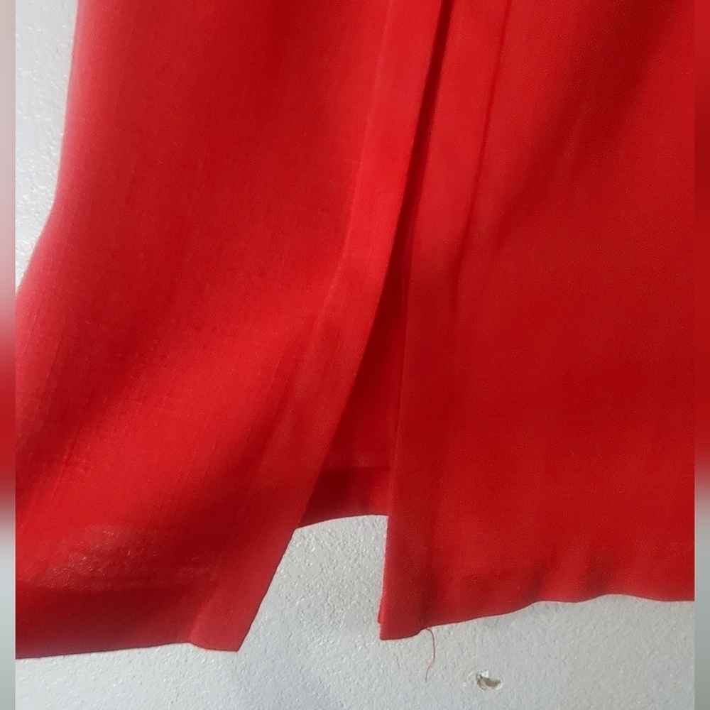 Panther 2 Piece Red Blazer Jacket & A-Line Midi Skirt Set Skirtsuit Size Medium - Picture 6 of 10